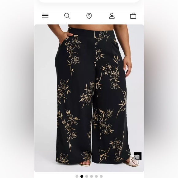 Torrid Black Floral pants long 5X - Picture 2 of 3